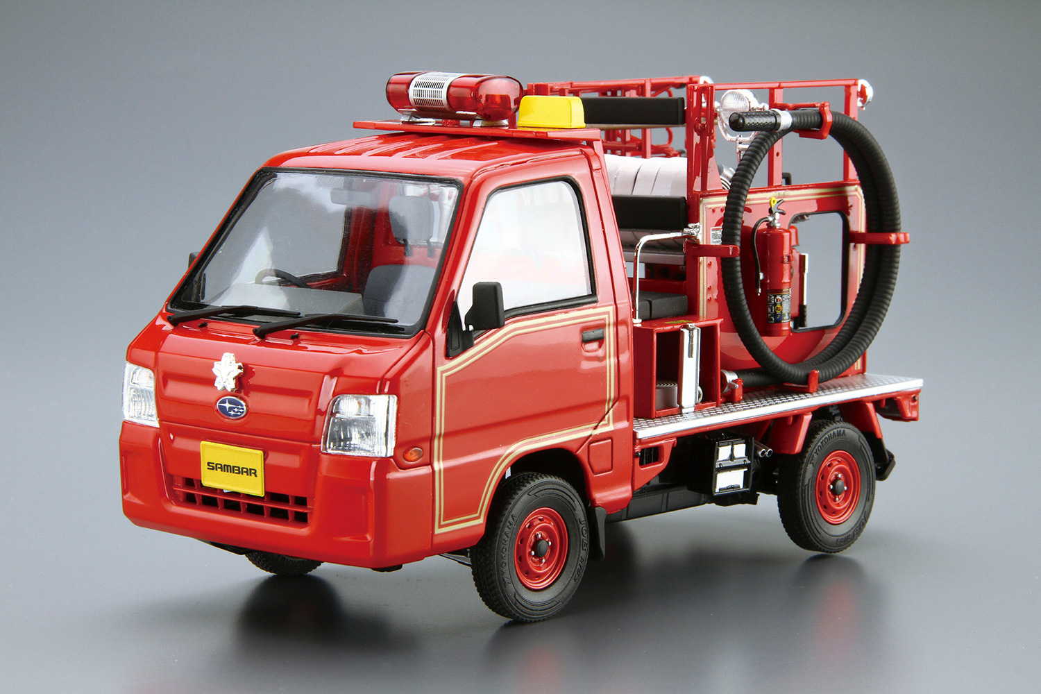 一部予約販売中】 アオシマ 1 24 スバル サンバー消防車4WD トラック型